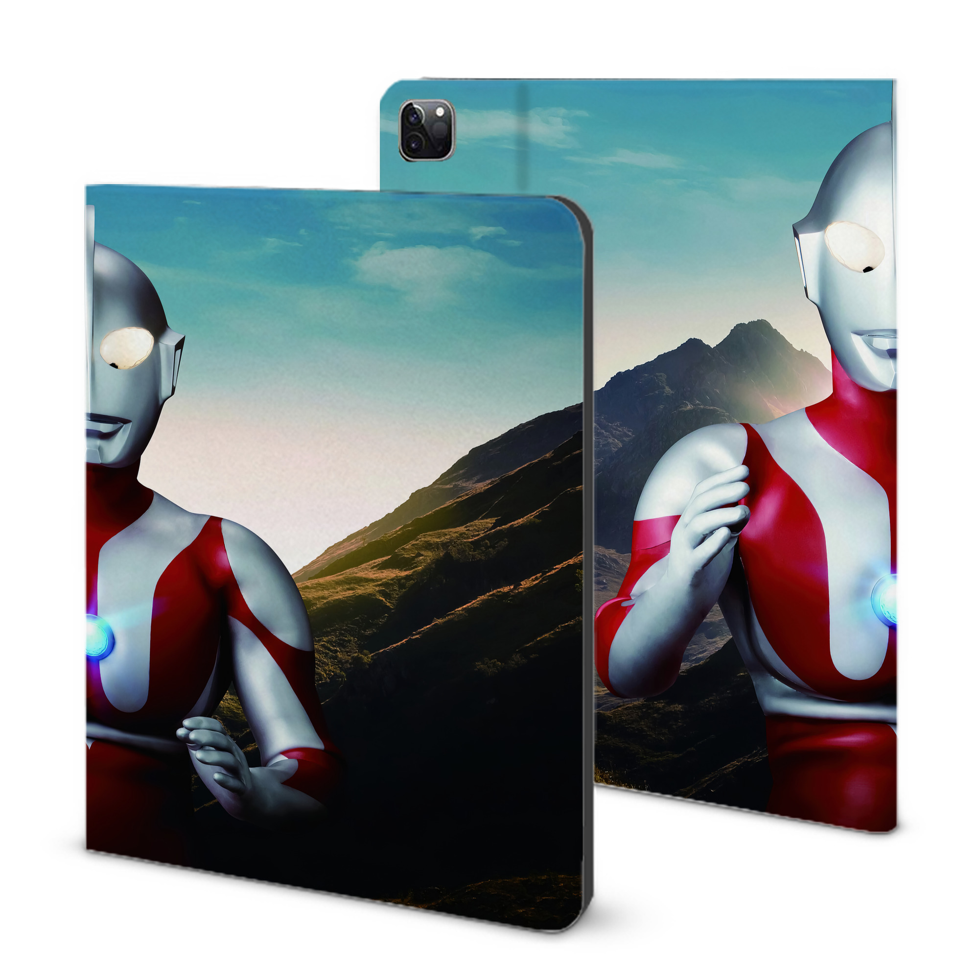 （画像用） ウルトラマン Ultraman IPad ケース ブック型 PUレザー TPU 耐衝撃 軽量 薄型 ペン収納なし 全面保護 IPad 各モデル対応